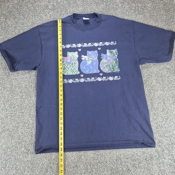 Vintage Jerzees T-Shirt Size XL‎ Heavyweight Cotton Cat Iridescent Made in USA - Picture 6 of 8